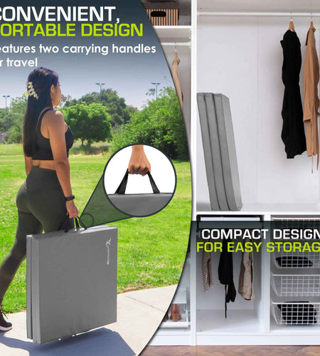 Tri-Fold Folding Gymnastics Mat 6’X2’ for Exercise