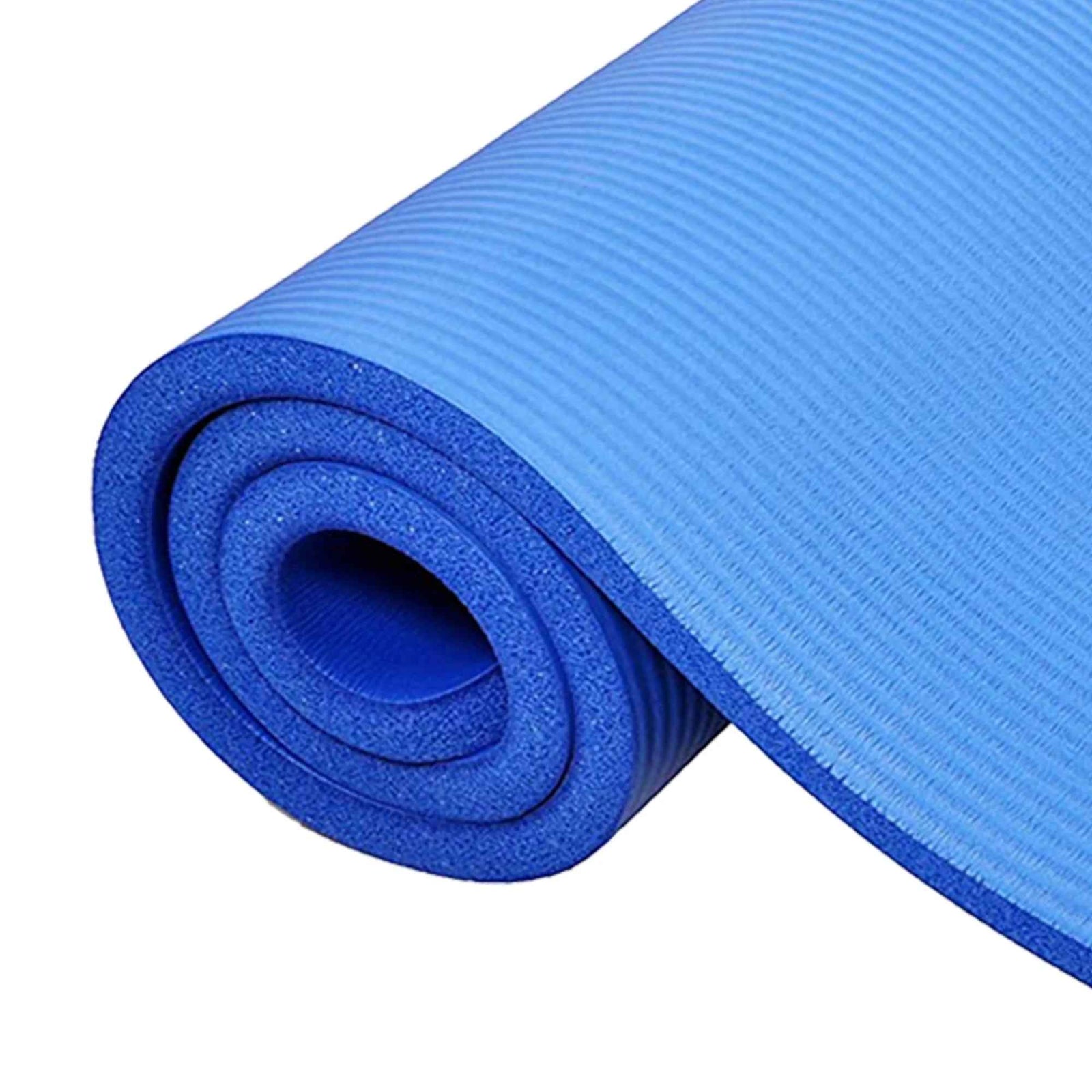 All-Purpose 1-Inch Extra Thick High Density Anti-Tear Exercise Yoga Mat with Carrying Strap, Blue