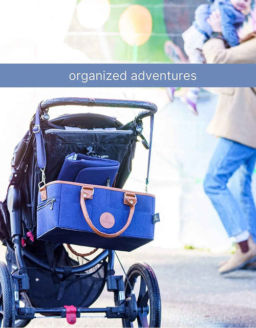 Load image into Gallery viewer, Diaper Caddy Organizer Bag Storage Tote for Baby Stuff Gifts for Moms Navy Blue

