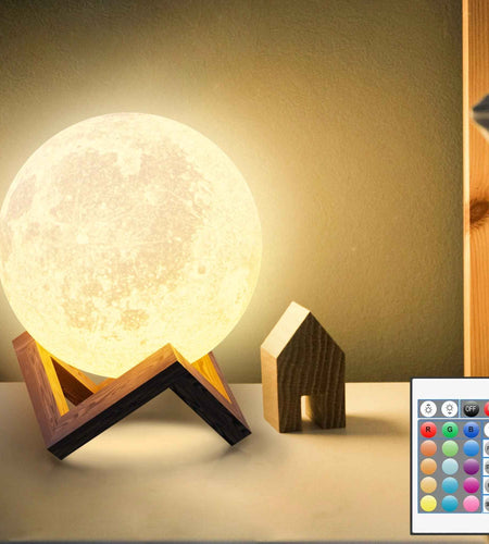 Moonlight Night Light for Kids Adults, 4Inch/3D Printing Moon Lamp Night Lamp for Bedroom Decor, 16 Color Moon Decor for Kids Bedroom Decor