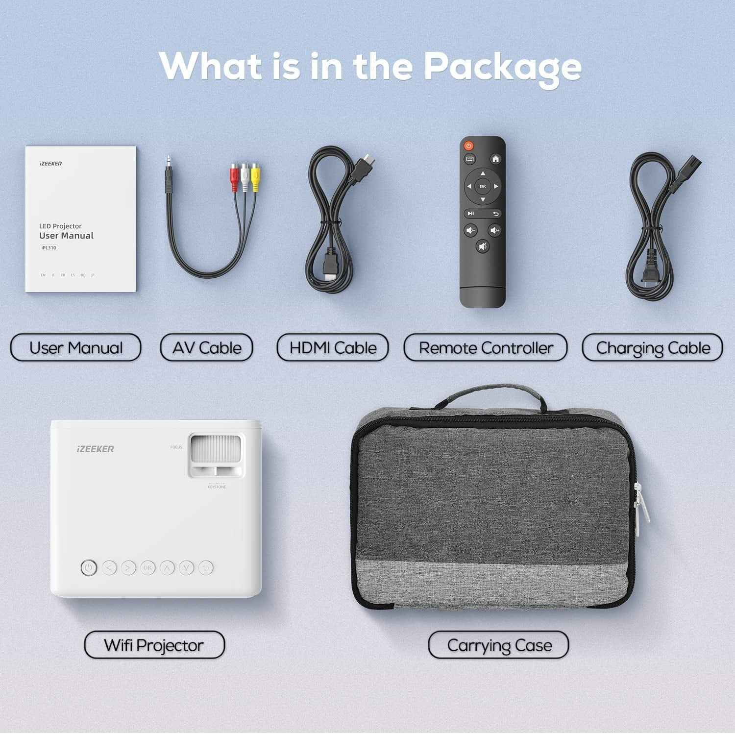 4K Projectors with Wifi and Bluetooth ,Native 1080P Projection,9000 Lumens,With Carry Bag