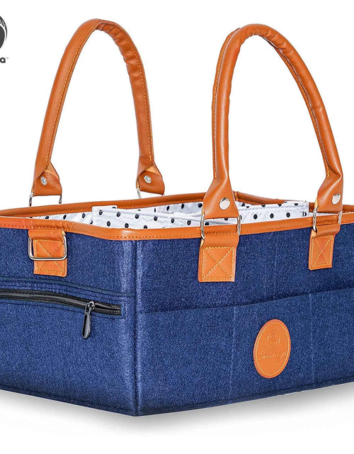 Load image into Gallery viewer, Diaper Caddy Organizer Bag Storage Tote for Baby Stuff Gifts for Moms Navy Blue
