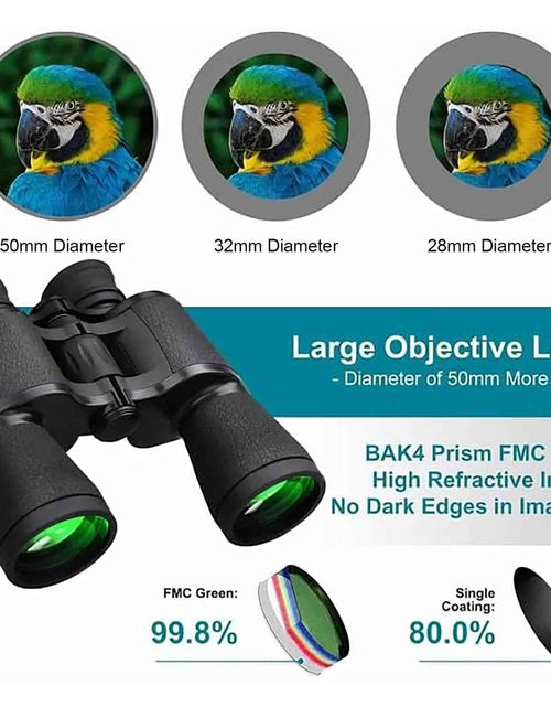 Load image into Gallery viewer, Binoculars, 20X50 Binoculars for Adults, Compact HD High Powered Binoculars with Low Night Vision 28Mm Large Field Binoculars with BAK4 Prism FMC Lens for Hunting Bird Watching Sports
