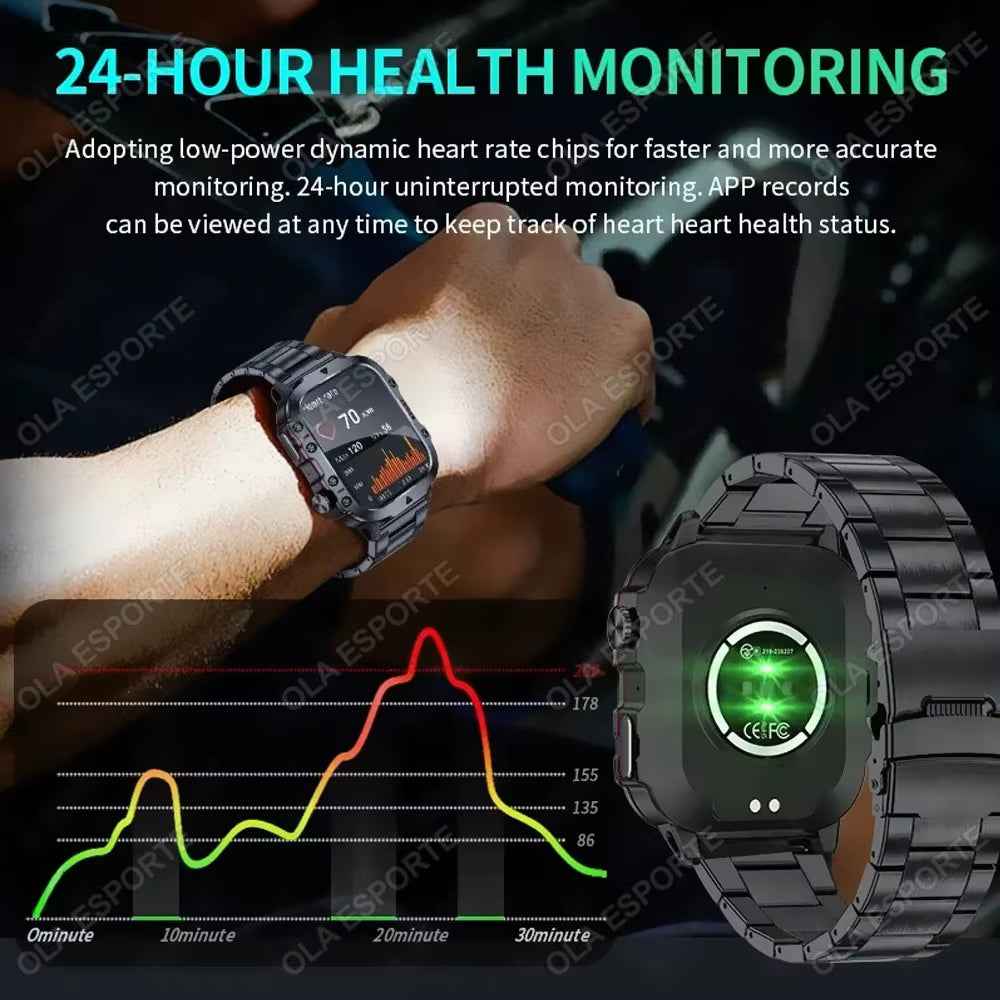 Original Men Smartwatch Flashlight Bluetooth Call Fitness Clock IP68 Waterproof Sports Men for Android IOS Smart Watch 2025 New