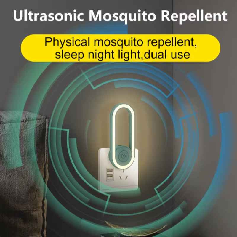 Buzzshield™ Ultrasonic Mosquito Repeller & LED Night Lamp – Sleep Tight, Bite-Free, Every Night