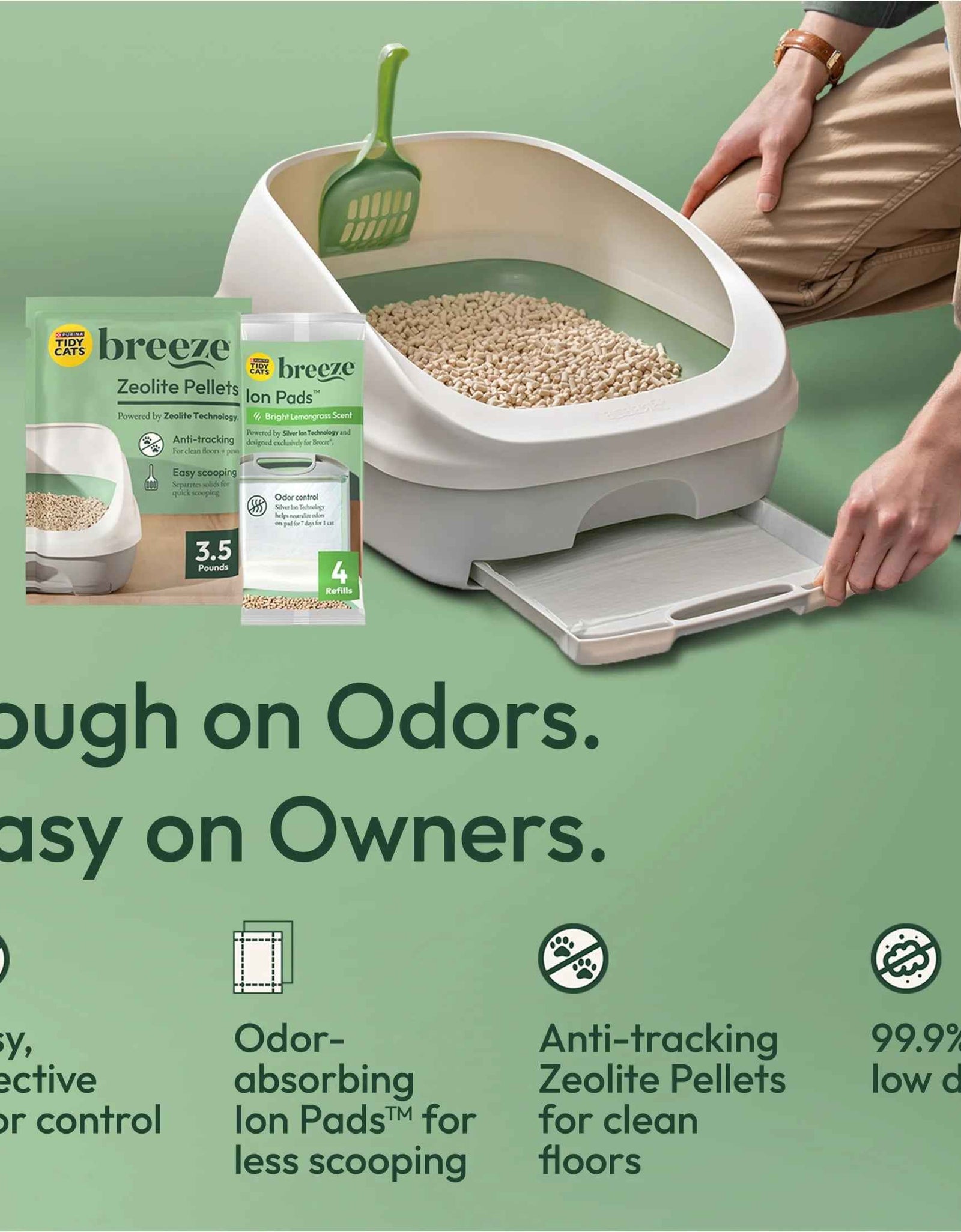 Purina  Breeze Cat Litter System Refill Pack with Ion Cat Litter Pads and Zeolite Pellet Cat Litter