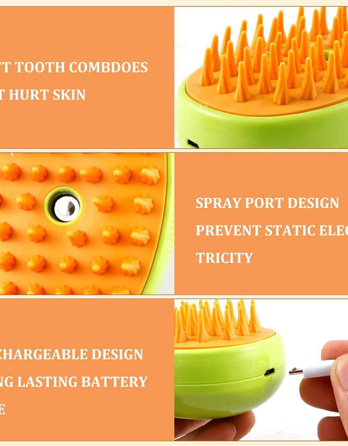 Load image into Gallery viewer, 3 in 1 Steamy Cat Brush,Cat Steam Brush for Massage Removing Tangled Loose Hair,Self Cleaning Steam Cat Grooming Brush,Misting Spray Cat Brush for Shedding with Water Tank,Green
