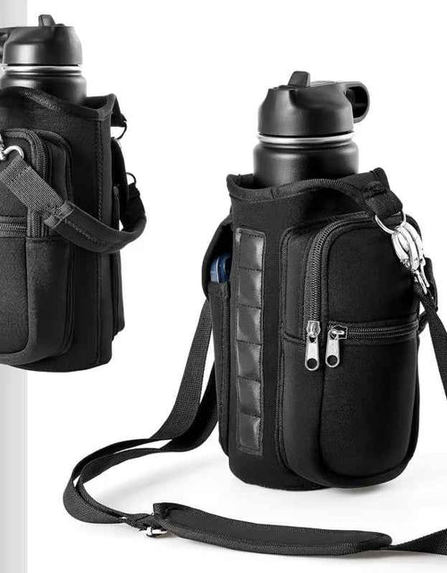 Load image into Gallery viewer, Magnetic Water Bottle Holder Gym Water Bottle Carrier Bag W/ Phone Pocket Handle Shoulder Strap 6 Built-In Magnets Water Bottle
