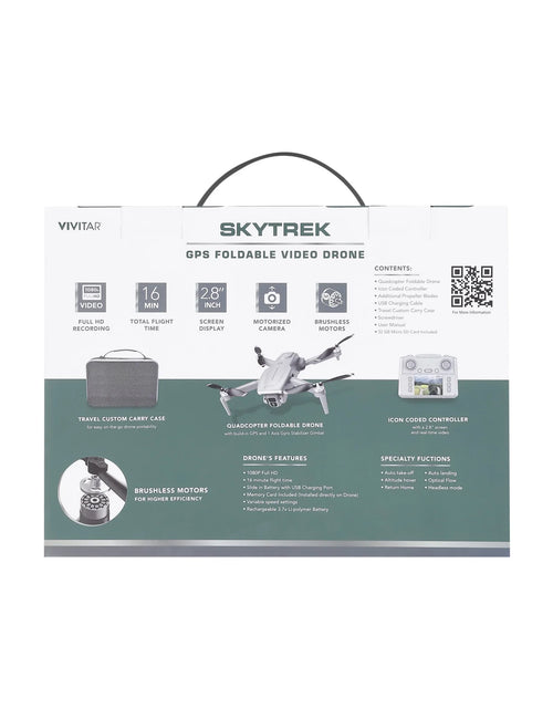 Load image into Gallery viewer, Skytrek GPS Foldable Video Drone with 1080P HD Camera, 2.8” Live Video Controller, Brushless Motors, Auto Return, and Travel Carry Case, Drone for Beginners, Aerial Photography, and Outdoor
