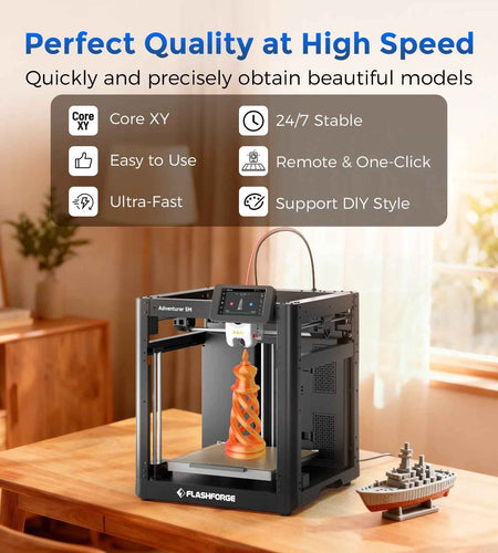 Adventurer 5M 3D Printer, Fully Auto Leveling & 600Mm/S High Speed Printing, Black
