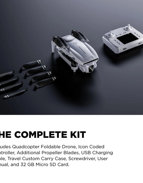 Load image into Gallery viewer, Skytrek GPS Foldable Video Drone with 1080P HD Camera, 2.8” Live Video Controller, Brushless Motors, Auto Return, and Travel Carry Case, Drone for Beginners, Aerial Photography, and Outdoor

