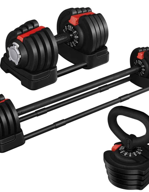 Load image into Gallery viewer, 3-In-1 Quick-Adjustable Dumbbell Weight Set, Black, 46.41 Lb
