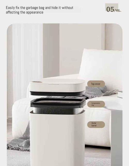 Load image into Gallery viewer, 16L Smart Bathroom Trash Can White Non-Contact Narrow Smart Sensor Trash Can Smart Home Automatic Bagging Electronic Trash Can
