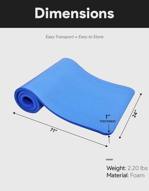 Load image into Gallery viewer, All-Purpose 1-Inch Extra Thick High Density Anti-Tear Exercise Yoga Mat with Carrying Strap, Blue
