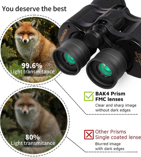 Binoculars, 20X50 Binoculars for Adults, Compact HD High Powered Binoculars with Low Night Vision 28Mm Large Field Binoculars with BAK4 Prism FMC Lens for Hunting Bird Watching Sports