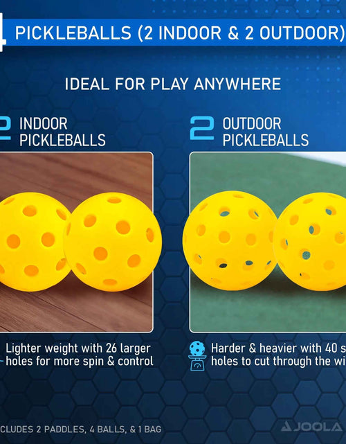 Load image into Gallery viewer, Ben Johns Blue Lightning Pickleball Set, 2 Fiberglass Paddles with Honeycomb Core, Paddle Bag, 4 Balls
