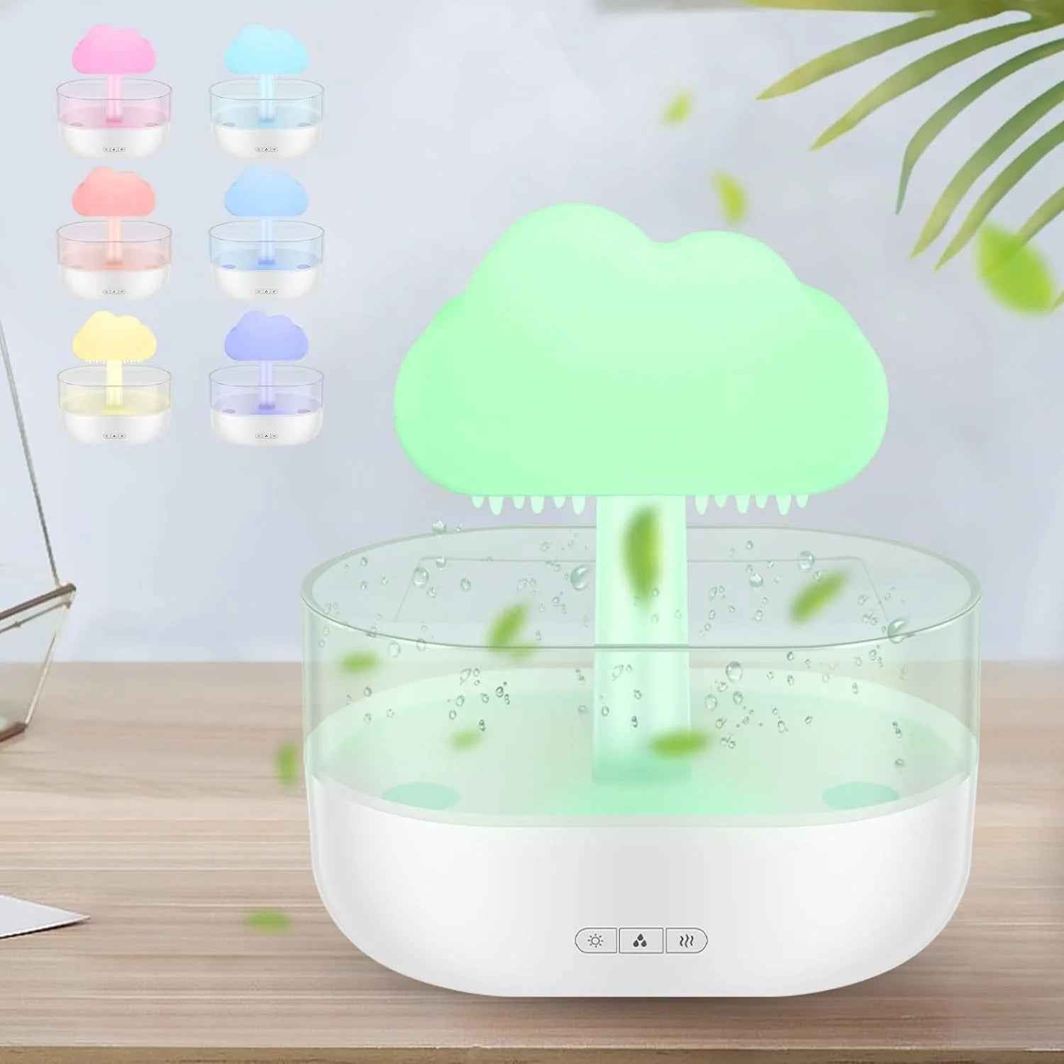 7 Color Lights Rain Cloud Humidifier, Timing Water Drip Aroma Diffuser, Mushroom Waterfall Lamp for Home Office Bedroom