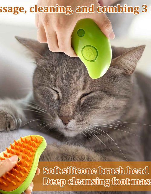 Load image into Gallery viewer, 3 in 1 Steamy Cat Brush,Cat Steam Brush for Massage Removing Tangled Loose Hair,Self Cleaning Steam Cat Grooming Brush,Misting Spray Cat Brush for Shedding with Water Tank,Green
