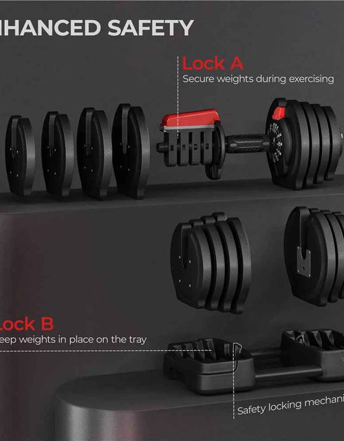 Load image into Gallery viewer, 3-In-1 Quick-Adjustable Dumbbell Weight Set, Black, 46.41 Lb
