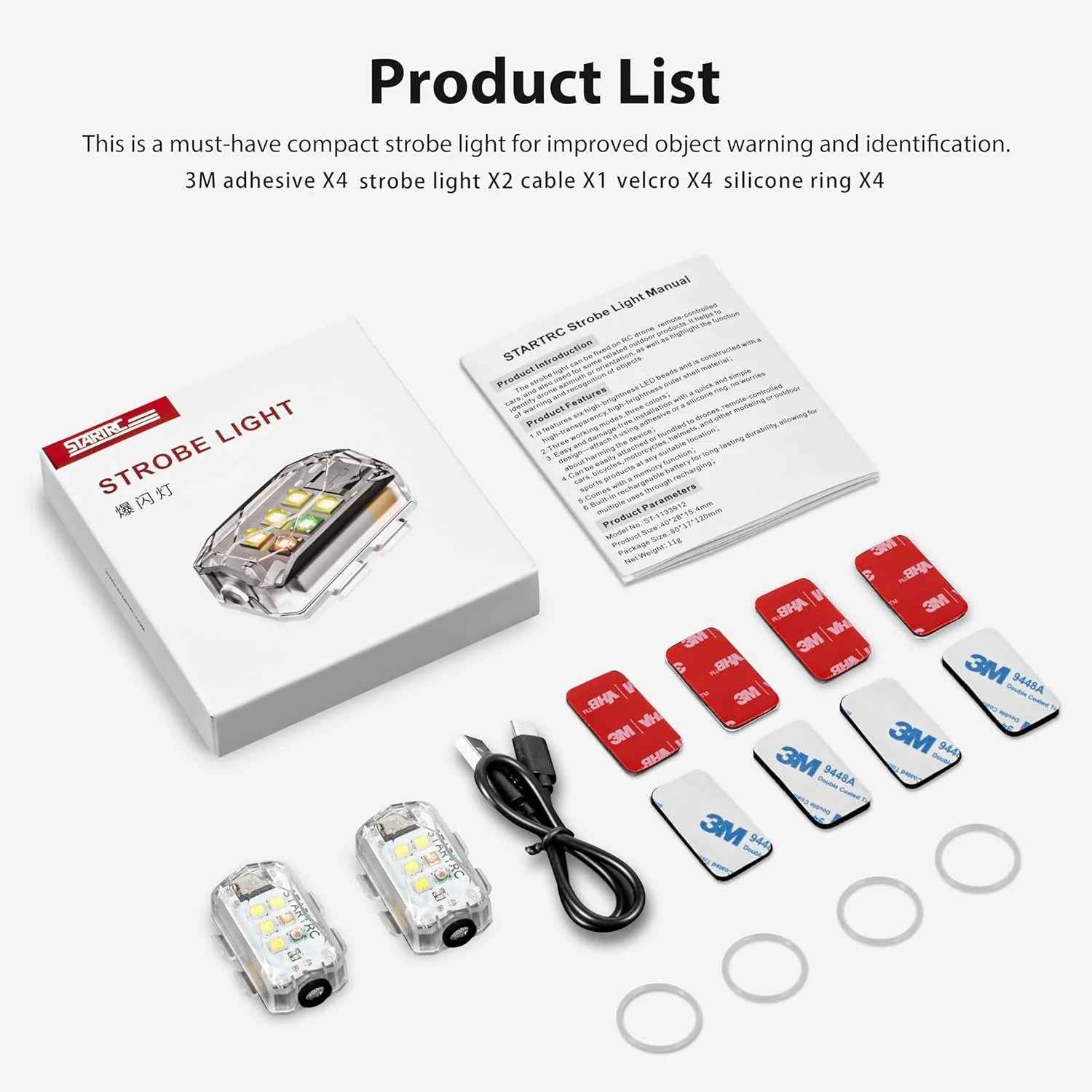 Drone Strobe Light, anti Collision Light, Rechargable Flash Led Lamp Light for FAA Drone Night Flying, Fits for DJI Mini 4 Pro, Avata 2,Mini 4K,Air 3, Mavic 3 and All RC Drones Accessory